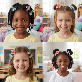 Townley Girl elastic hair tie beside coin to show compact size and portability