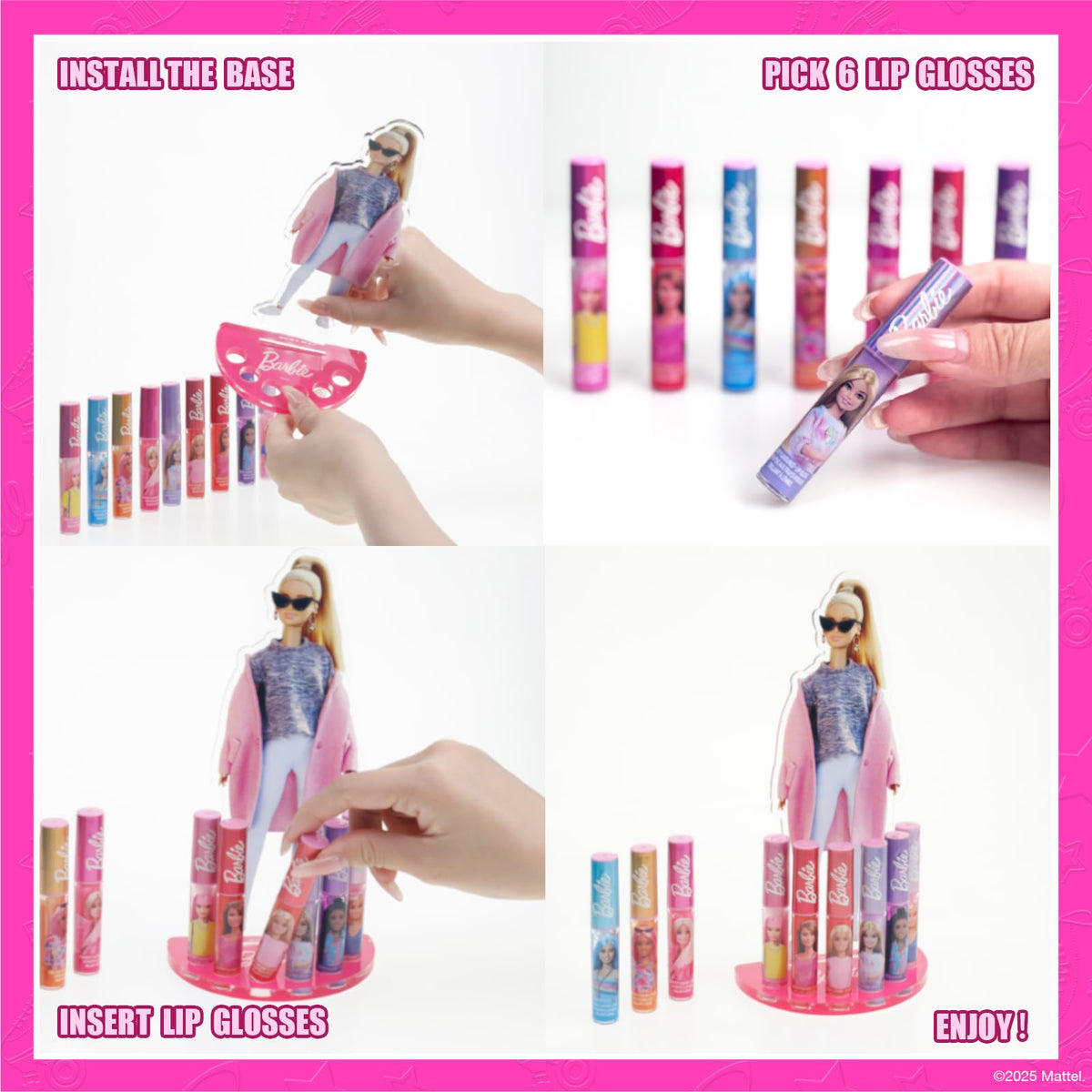 Townley Girl gloss tube held in hand showing compact size and travel convenience