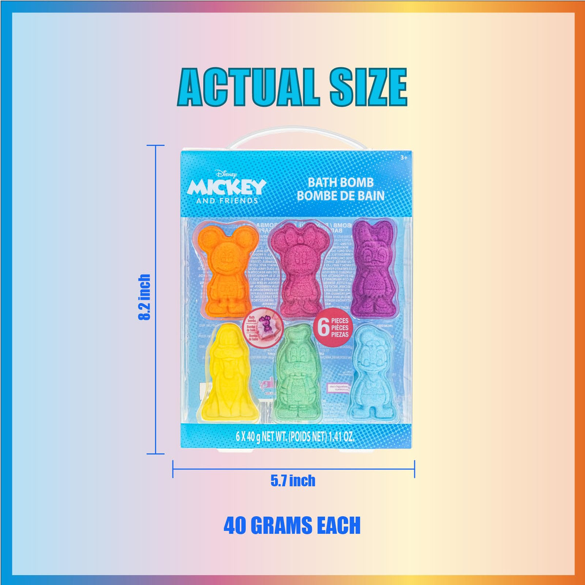 Townley Girl hand holding a 40g bath bomb to show kid-friendly size