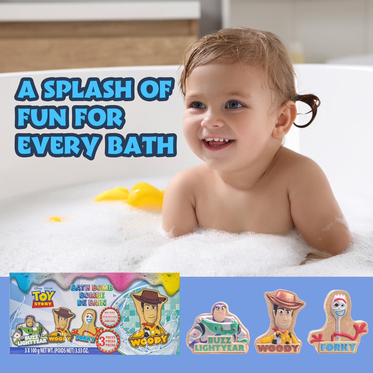Townley Girl bath bomb held in hand showing 100 g size and easy use