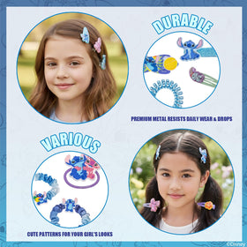 Townley Girl acrylic clips detail holding hair with playful Stitch art