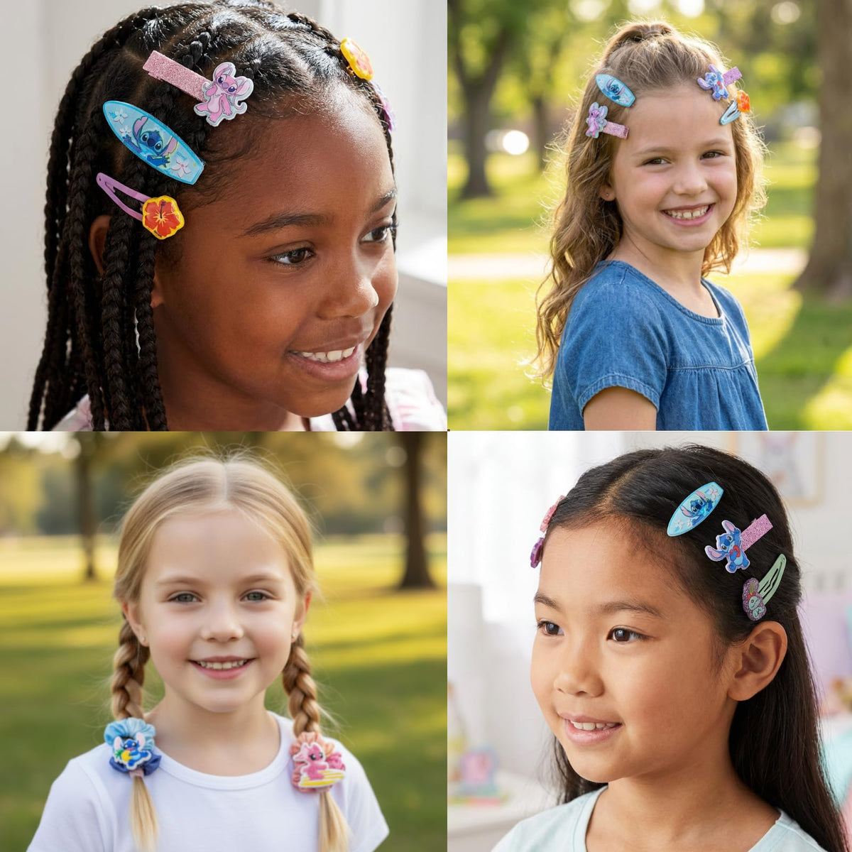 Townley Girl hair accessories in a child's ponytail for active play