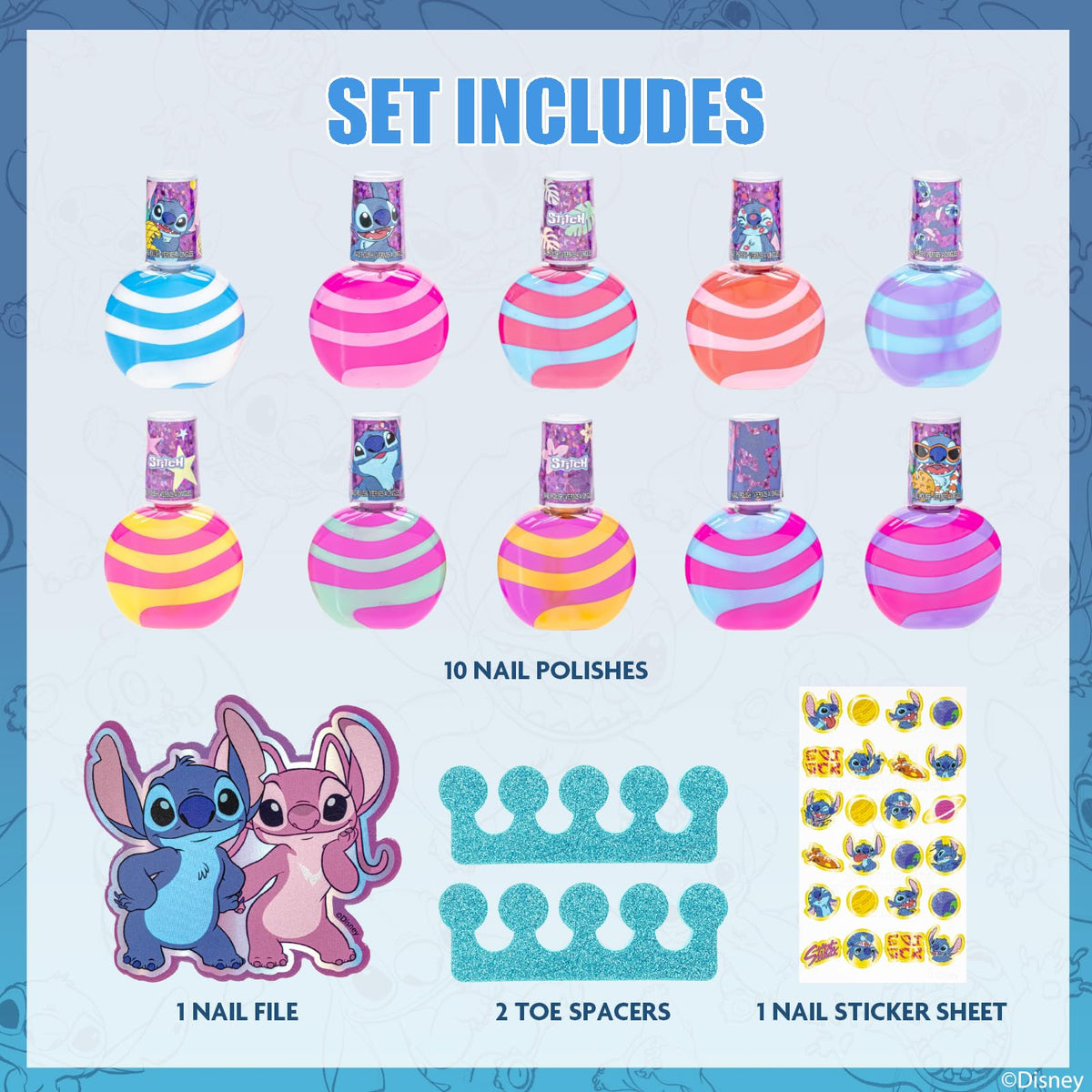 Townley Girl open kit layout with all bottles visible for easy color selection benefit