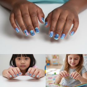 Townley Girl nails on child's hand for size comparison and comfortable fit