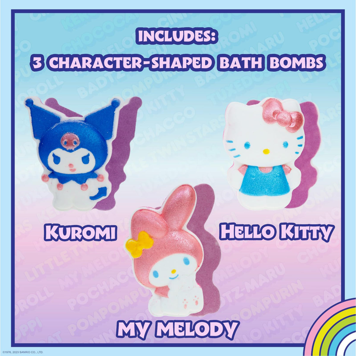 Townley Girl top view of the three colorful bath bombs, clear color options