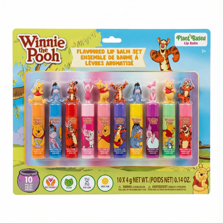 Townley Girl front packaging showing 10-piece Winnie the Pooh lip balm set and gift-ready look