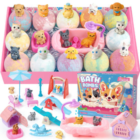 Toylink front packaging box showing 12 colorful bath bombs and gift-ready design