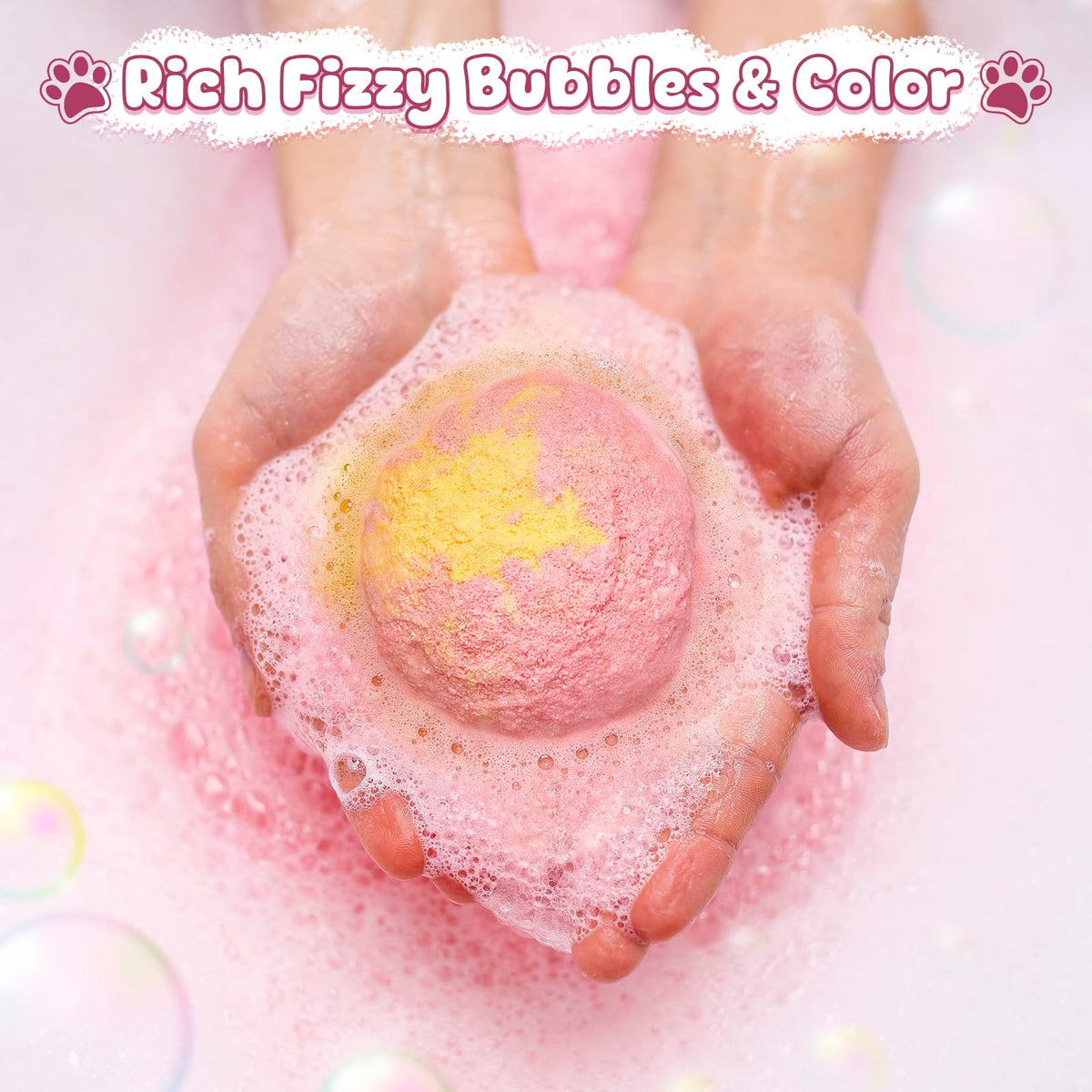 Toylink close-up of bath bomb texture and powder before fizzing, handcrafted quality visible