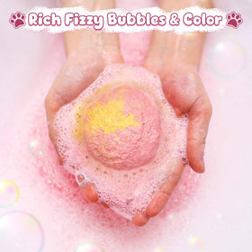 Toylink close-up of bath bomb texture and powder before fizzing, handcrafted quality visible