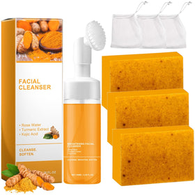 TPTAL front packaging showing both turmeric cleanser and soap, clear product identity and benefit