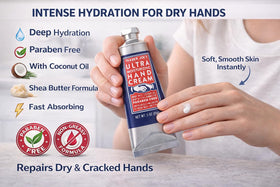 Trader Joe's hand cream creamy texture close-up highlighting rich shea butter and fast-absorbing finish