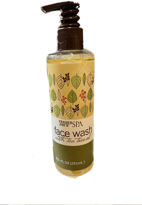 Trader Joe's SPA Face Wash front label showing ingredients and volume for clear product identification