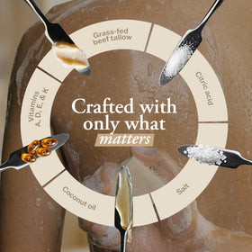 TRADITIONAL NUTRIENTS rich lather on hands demonstrating creamy foam and effective cleansing.