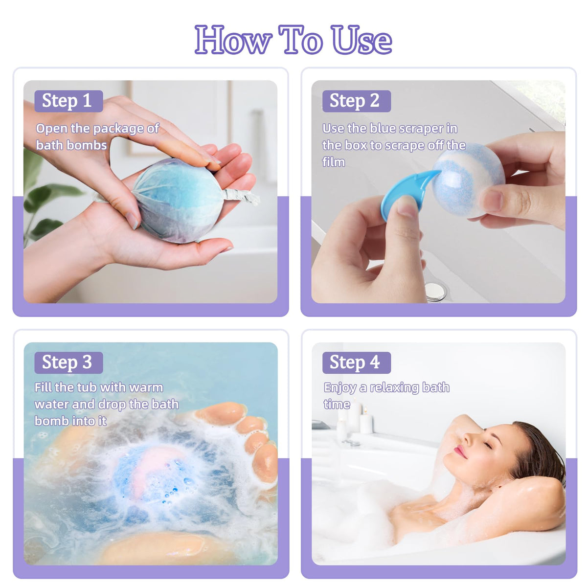 TranquilBliss bathroom lifestyle scene showing calm, fragrant bath time