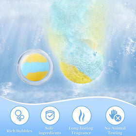 TranquilBliss fizzing in bathwater displaying vibrant colors and soothing aroma