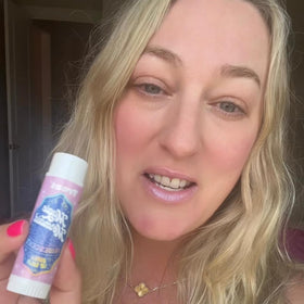 TREAT jumbo lip balm held in hand showing scale and travel-friendly jumbo size convenience