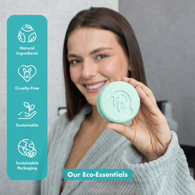 Tree Bottle label close-up showing sulfate-free and paraben-free benefits