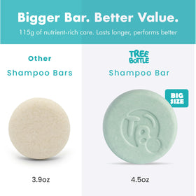 Tree Bottle shampoo bar on shower shelf promoting tidy, waste-reducing storage