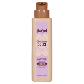 Tree Hut front bottle showing label and cinnamon dolce scent benefits