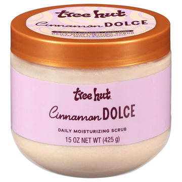 Tree Hut Cinnamon Dolce front jar showing label and 15 oz size for clear product ID and benefit