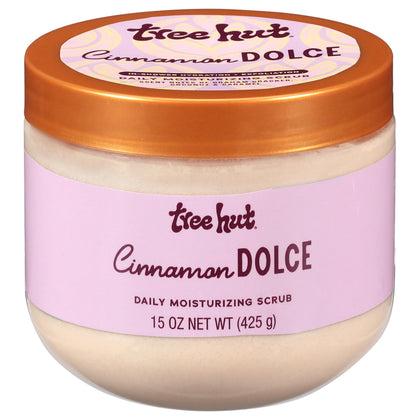 Tree Hut Cinnamon Dolce front jar showing label and 15 oz size for clear product ID and benefit