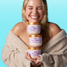 Tree Hut Cinnamon Dolce whipped texture on a spoon showing creamy exfoliant and nourishing feel