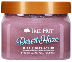 Tree Hut jar front view showing Desert Haze label and size benefits