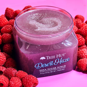 Tree Hut close-up sugar scrub texture showing exfoliating grains and hydration