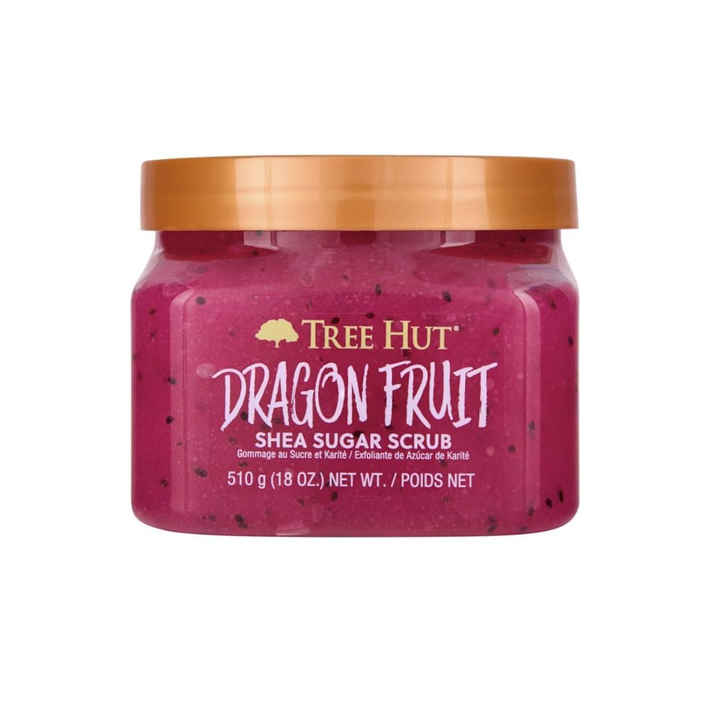 Tree Hut jar front view showing dragon fruit scent and size for easy identification