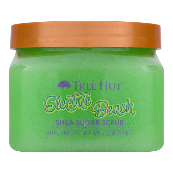 Tree Hut jar front view showing Electric Beach label and tropical benefit