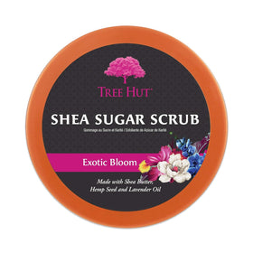 Tree Hut Exotic Bloom close-up texture highlights sugar exfoliation benefits
