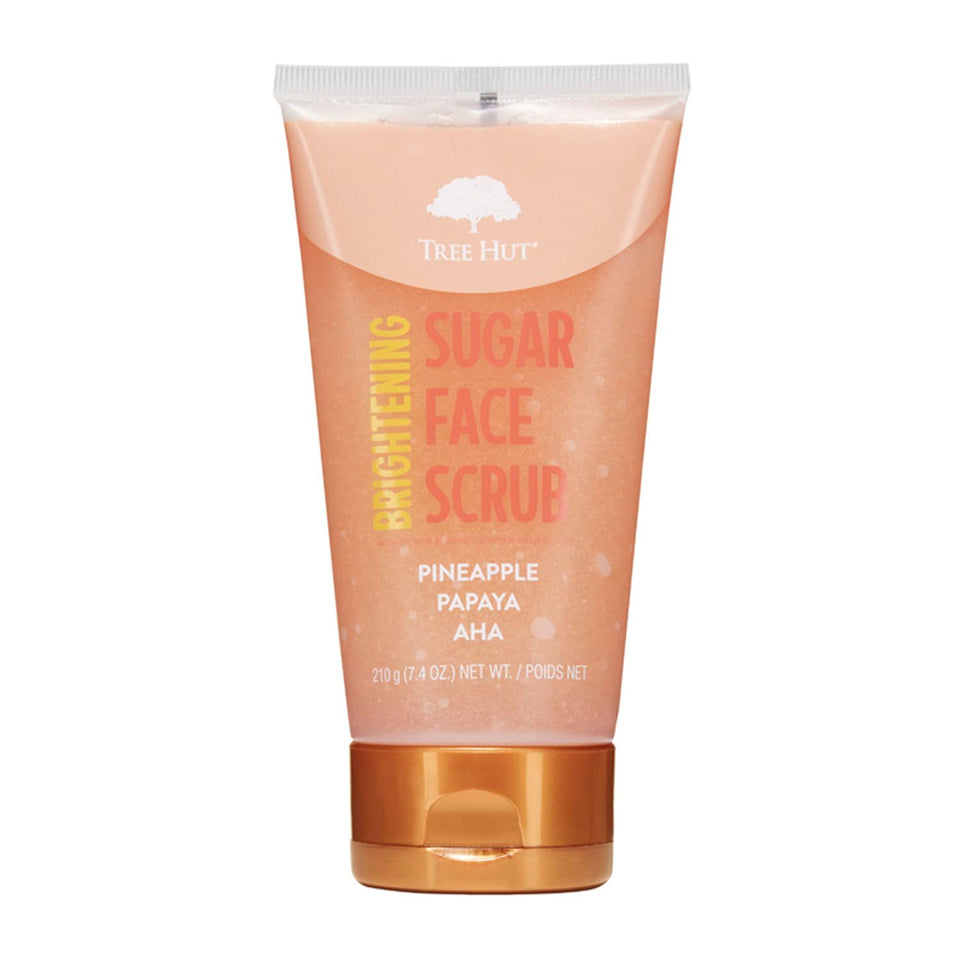 Tree Hut front packaging showing brightening face scrub and benefits