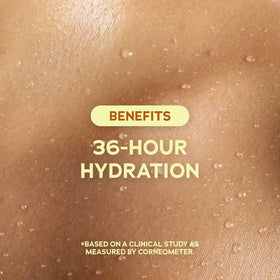 Tree Hut bottle staged in bathroom showing everyday use and hydrated radiant-looking skin