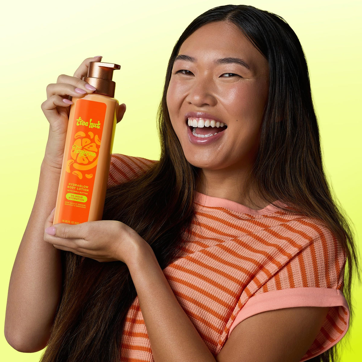 Tree Hut bottle being dispensed into hand demonstrating fast absorption benefit