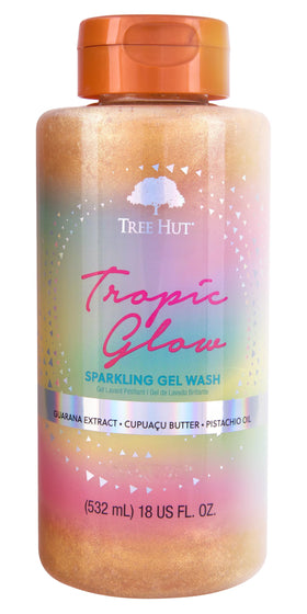 Tree Hut front bottle showing Tropic Glow label and size benefit