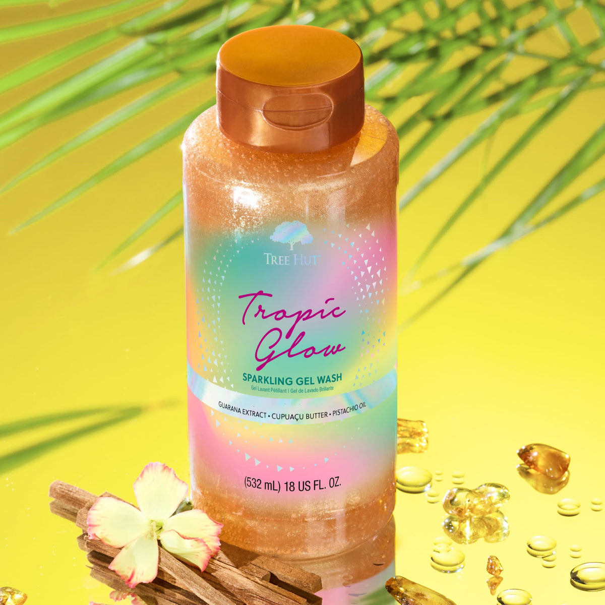 Tree Hut label close-up highlighting scent notes and pump convenience