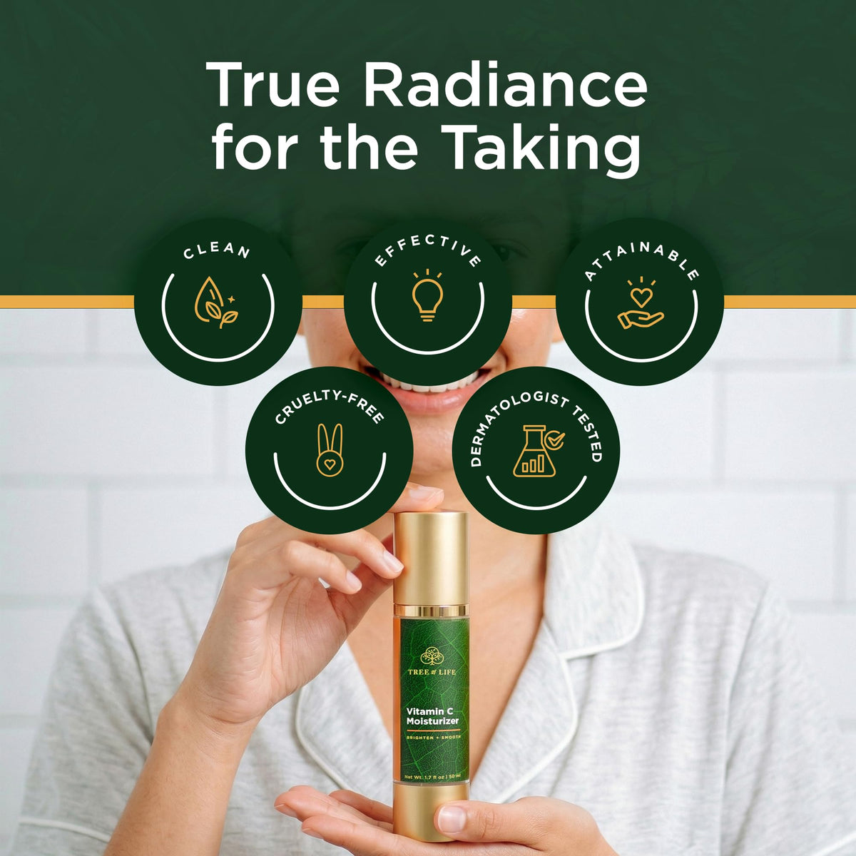 Tree of Life Beauty on bathroom shelf in lifestyle setting illustrating daily routine benefit