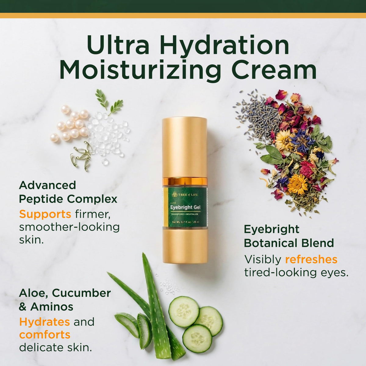 Tree of Life Beauty gel texture close-up highlighting lightweight absorbent finish and smoothness