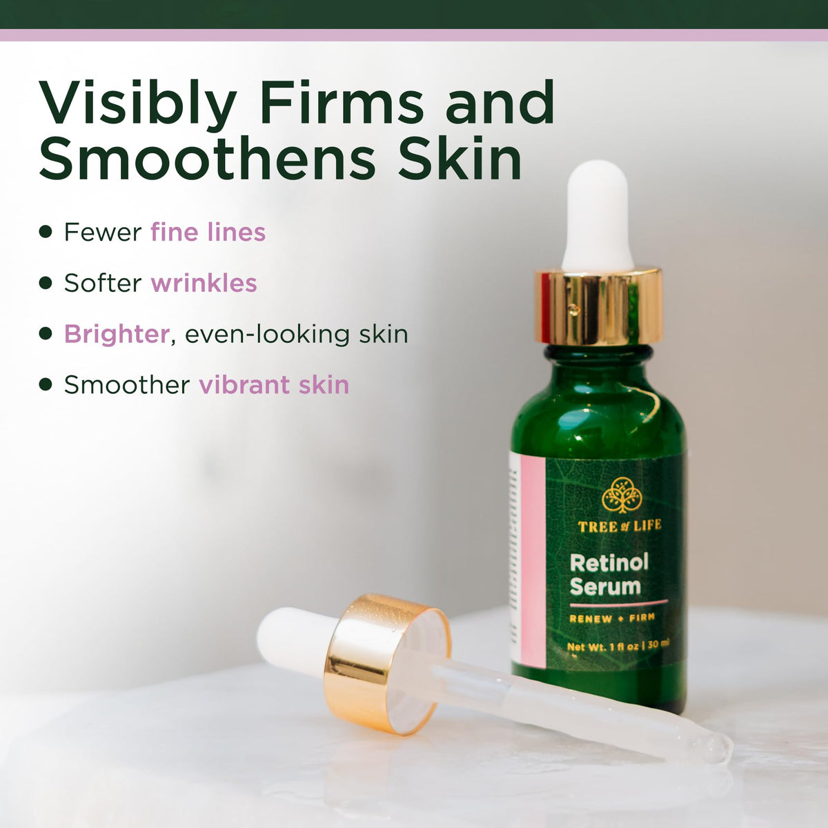 Tree of Life four serums overhead arranged to show complete regimen convenience