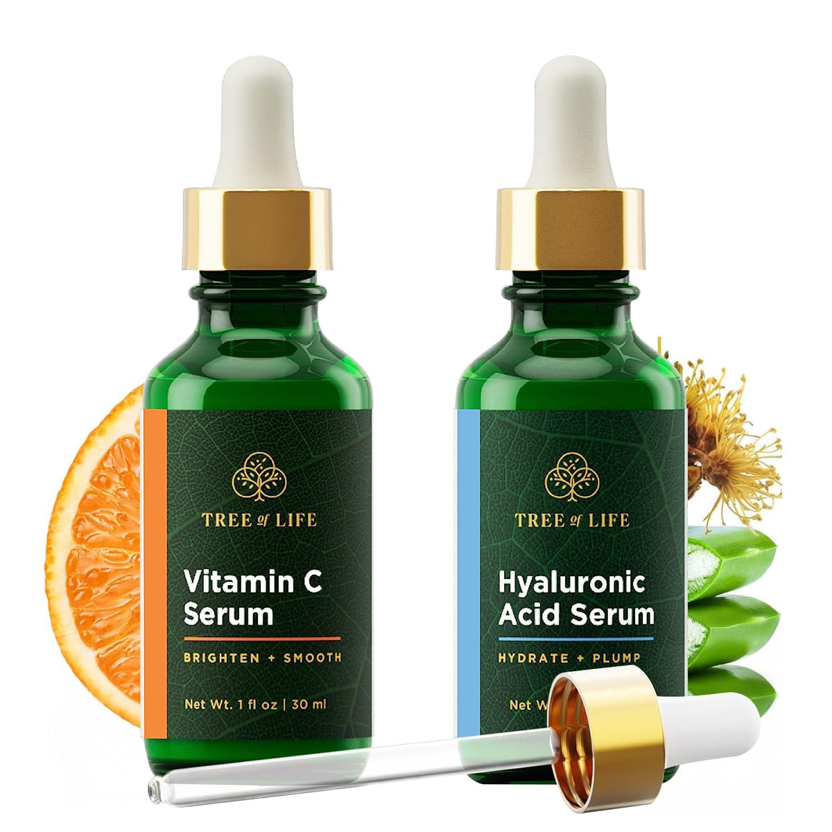 Tree of Life front packaging showing both serum bottles and labels for quick identification and benefit