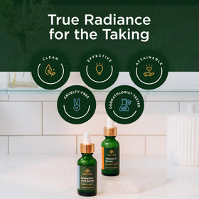 Tree of Life lifestyle image of woman applying serum to face for visible smoothing and brightening benefits
