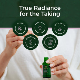 Tree of Life serum on bathroom vanity implying nightly routine and gentle care