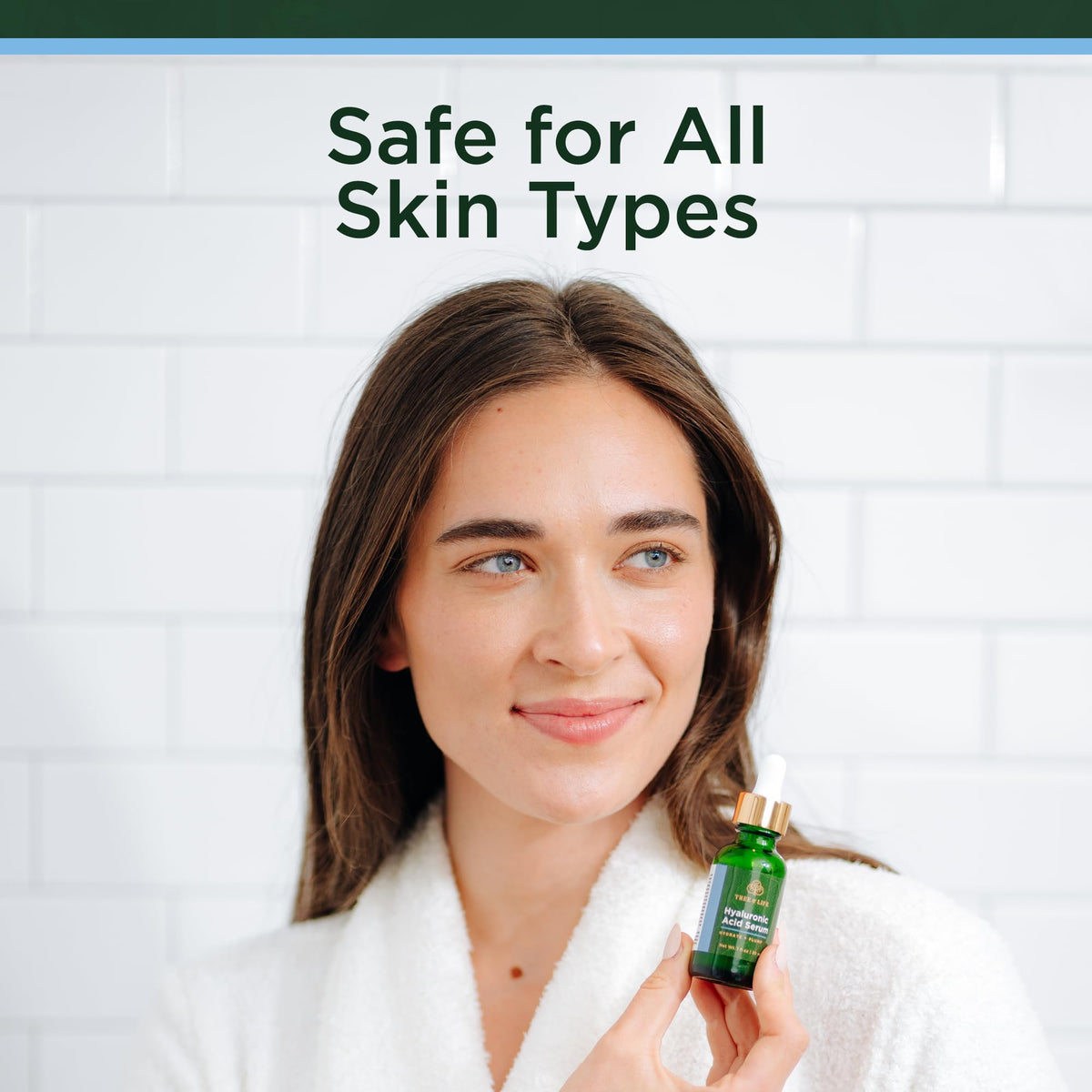 Tree of Life serum spread across neck and décolleté for extended hydration