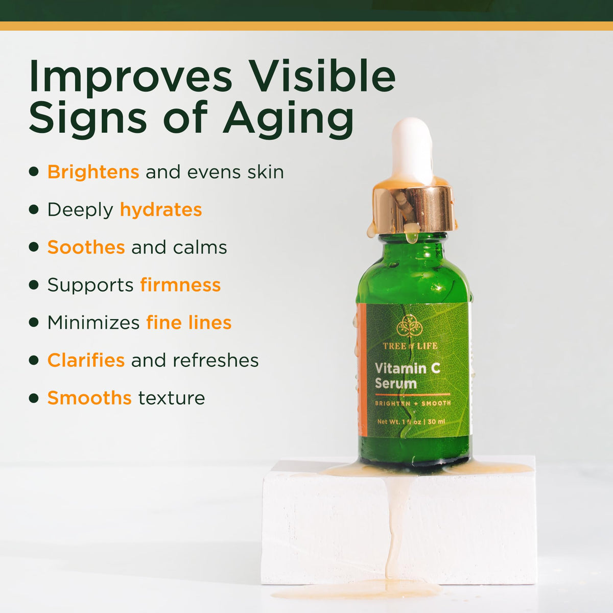 Tree of Life serum applied on hand demonstrating hydrating, non-greasy finish