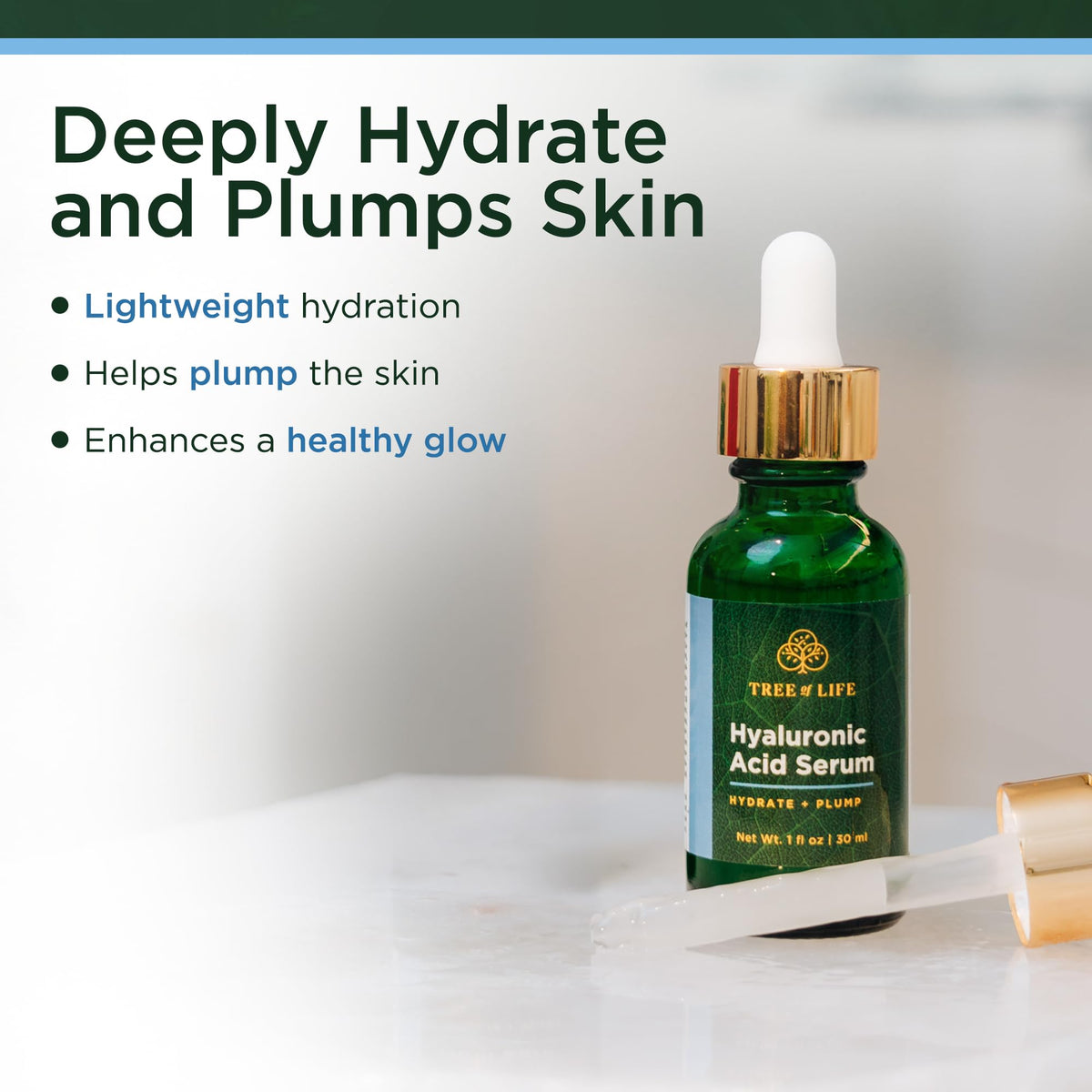 Tree of Life serums arranged in bathroom routine for easy layering