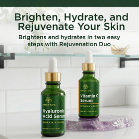Tree of Life serums side by side highlighting the duo and easy layering for brighter, hydrated skin