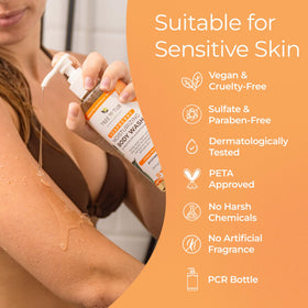 Tree To Tub in-shower use on wet skin showing gentle cleansing action
