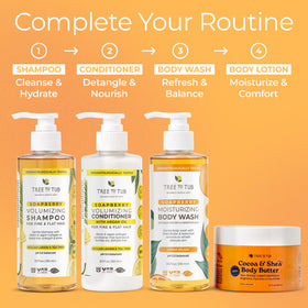 Tree To Tub bottle on bathroom shelf staged for a fresh citrus routine