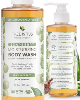 Tree To Tub front bottle view showing clean packaging and gentle formula benefits