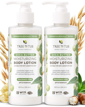 Tree To Tub front packaging showing unscented lotion benefits